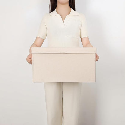 Foldable Storage Bins with Lids Cotton Canvas Rectangular Storage Box Ideal - Image 3