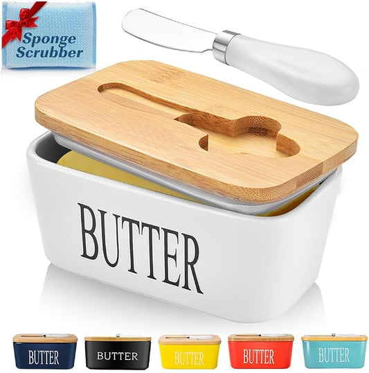 Butter Dish with Lid, Large Butter Container by AISBUGUR