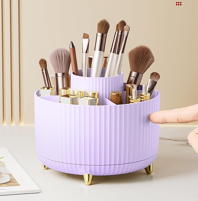 360 Degree Rotating Makeup Brush Holder Organizer Detachable Design 5 Slot Make - Image 4