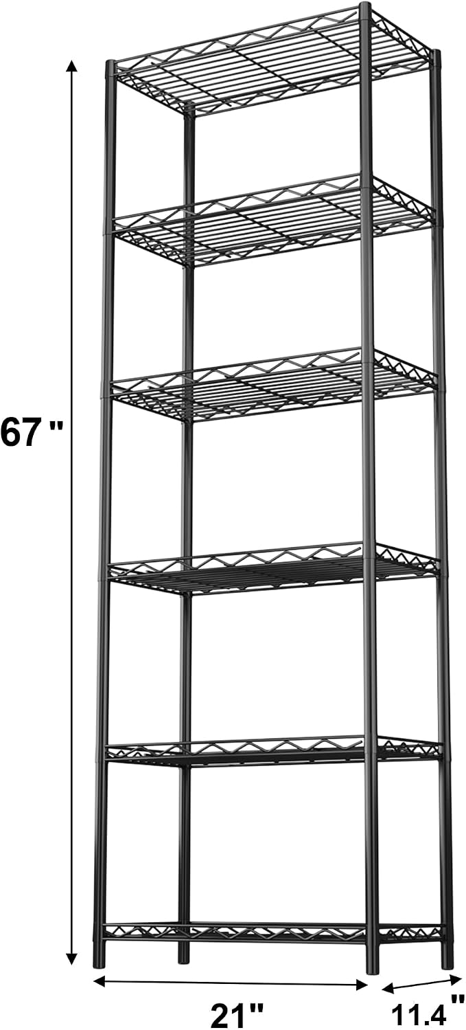 HOMEFORT 6-Tier Wire Shelving, 6 Shelves Unit Metal Storage Rack, Durable - Image 3