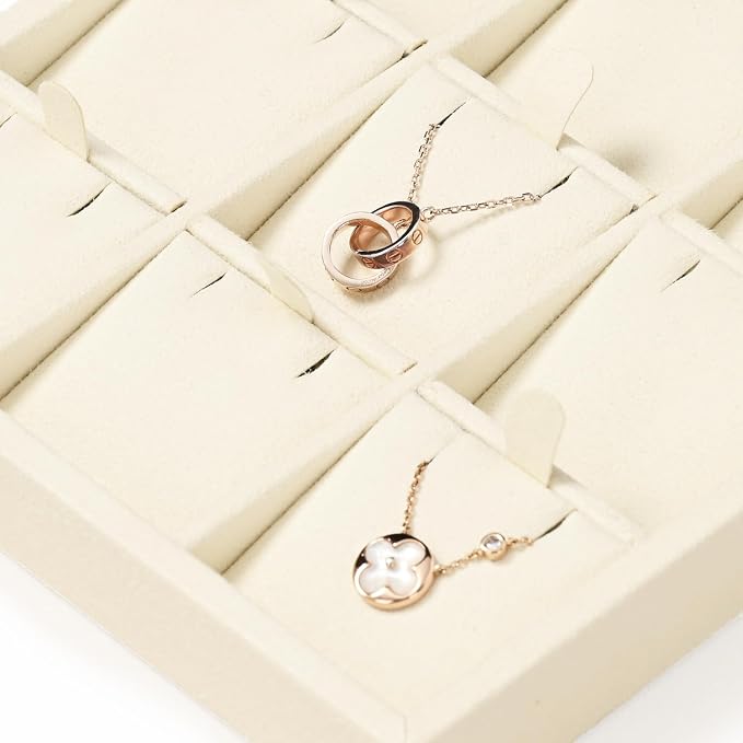 Oirlv Microfiber 9 Slots Jewelry Pendant Display Tray Jewelry Necklace - Image 7