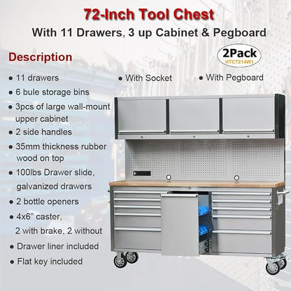 2 Pack - 72" Stainless Steel Rolling Tool Chest - Image 3