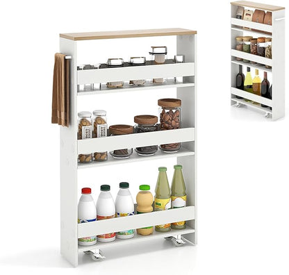 Slim Storage Cart, 4 Tier Rolling Storage Cabinet by DREAMADE