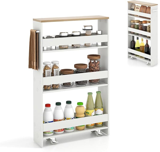 Slim Storage Cart, 4 Tier Rolling Storage Cabinet by DREAMADE