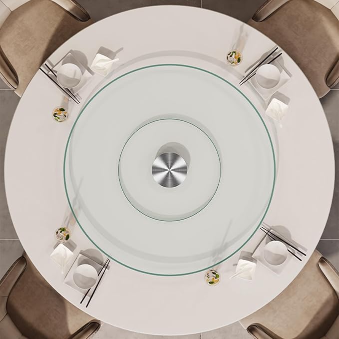 22.8" Lazy Susan for Table Top Tempered Glass Rotating Serving Tray for Dining - Image 2