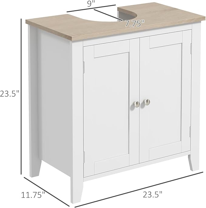 kleankin Pedestal Sink Storage Cabinet, Under Sink Cabinet - Image 3