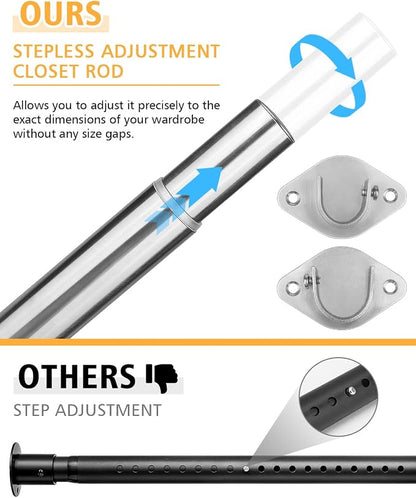 Closet Rod, 17 to 28 Inch Heavy Duty Adjustable Metal Clothing Rack - Image 2