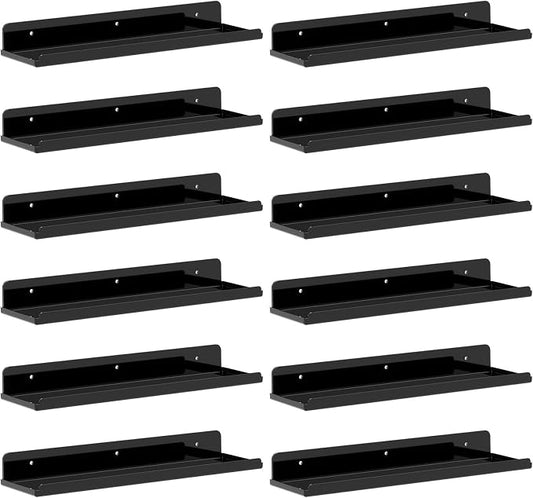 Lifewit Floating Shelves for Wall, 12 Pack Black Acrylic Shelf 15" Room Decor by Lifewit
