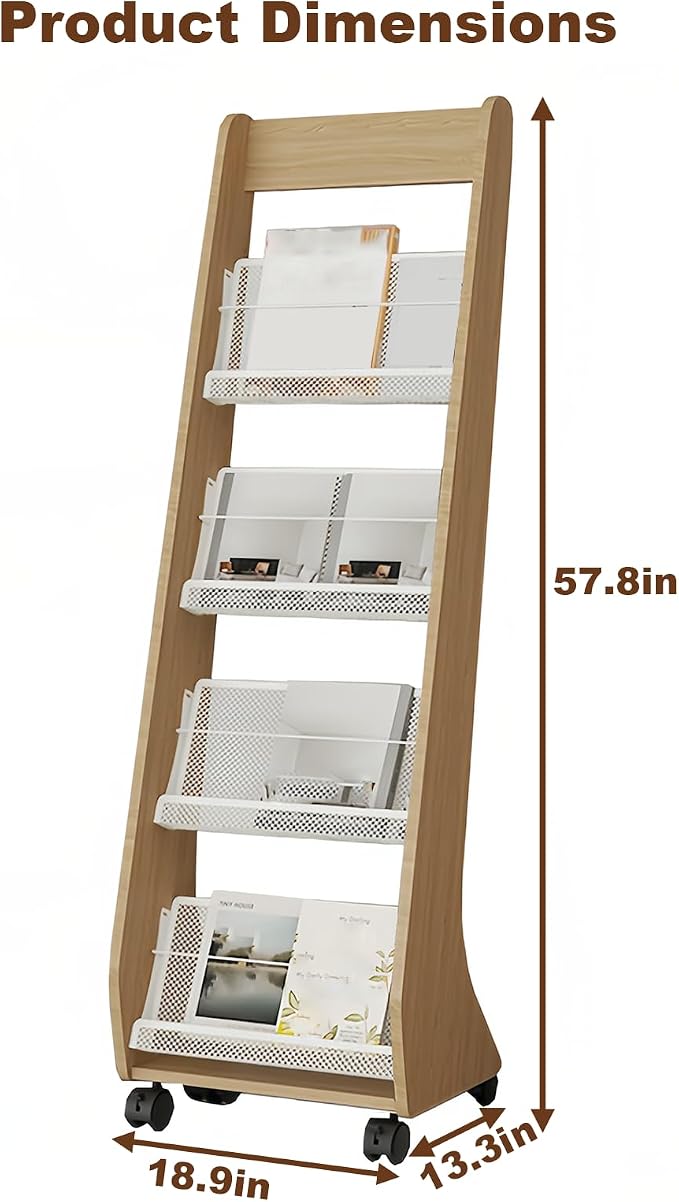Brochure Display Rack, 4 Layer Floor-Standing Magazine Rack, Literature - Image 2
