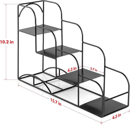 Syrup Rack for Coffee Bar Accessories, Iron 4 Compartment Bottle Organizer - Image 3