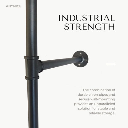 Industrial Pipe Clothing Rack, Heavy Duty Wall Mounted Clothes Rack, Retail - Image 5