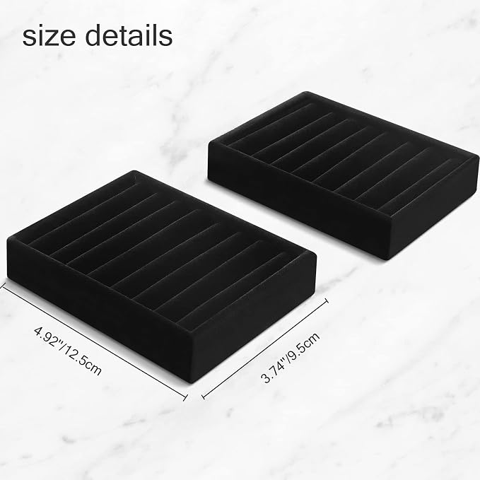 DesignSter Small Jewelry Tray-Ring Organizer 2PCS Premium Velvet Rings Earrings - Image 3
