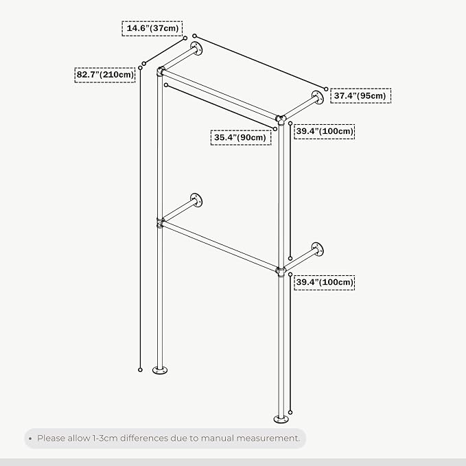 Industrial Pipe Clothing Rack, Heavy Duty Wall Mounted Clothes Rack, Retail - Image 7
