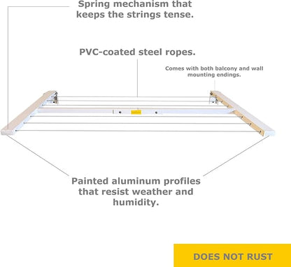 2 in 1 Balcony and Wall Mounted Drying Rack – Aluminum Clothesline - Image 5