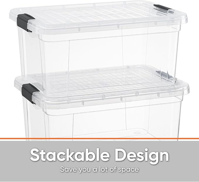 Superio Storage Bins with Lids- 4 Pack, 6.6 Qt Clear Boxes - Image 3