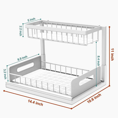 bukfen Under Sink Organizer, Pull Out Cabinet Organizer 2-Tier Slide Out - Image 5