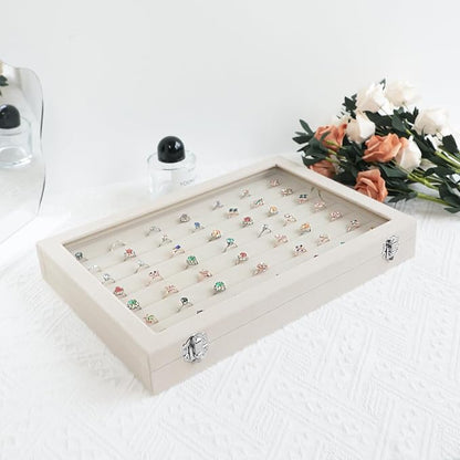 Wudygirl Ring Display with Clear Lid Organizer and Showcase Rings Box with 7 - Image 4