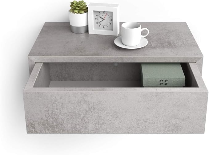 Mobili Fiver, Riccardo Floating nightstand, Concrete Effect, Made in Italy - Image 5
