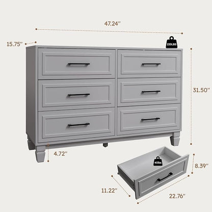 Farmhouse Dresser for Bedroom, 6 Drawer Dresser - Image 2