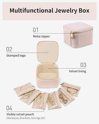 Vlando Jewelry Box with 6 Velvet Jewelry Bags Travel Jewelry Storage Box - Image 5