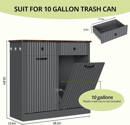 Double Tilt Out Trash Can Cabinet, 20 Gallon Fluted Laundry Hamper Cabinet - Image 2