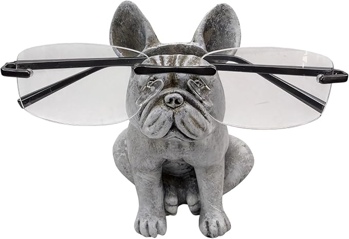 Top Brass Cute French Bulldog Eyeglass Holder – Whimsical Reading Glasses Stand by TopBrass