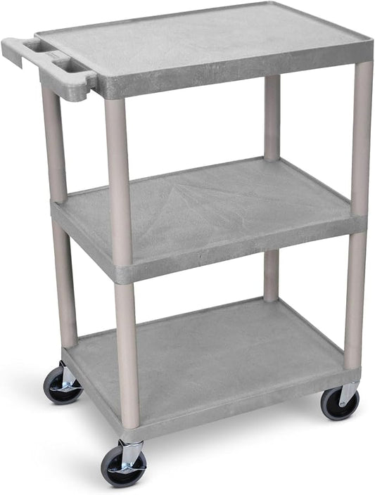 Luxor HE34 Utility Cart 3 Shelves Structural Foam Plastic by LuxorWorkspaces