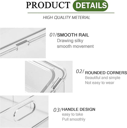 4 Pack Clear Storage Drawer Set, Stackable Fridge Drawer Organizer Fruit - Image 5