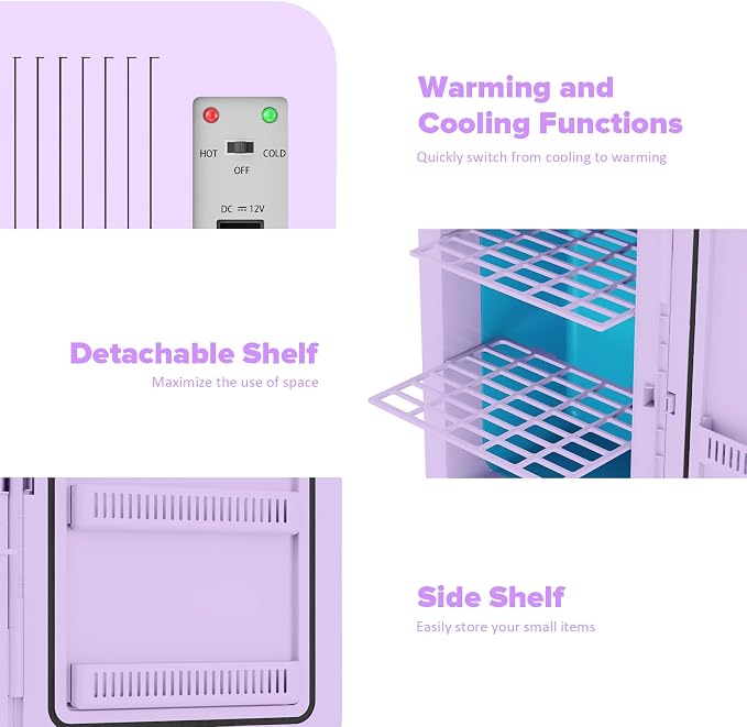 22L/30Cans Mini Fridge for Bedroom, 12v DC Portable Cooler & Warmer, Mini - Image 8