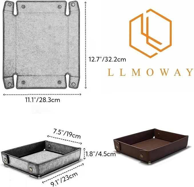 LLmoway PU Leather Valet Tray Nightstand Desk Organizer - Image 2