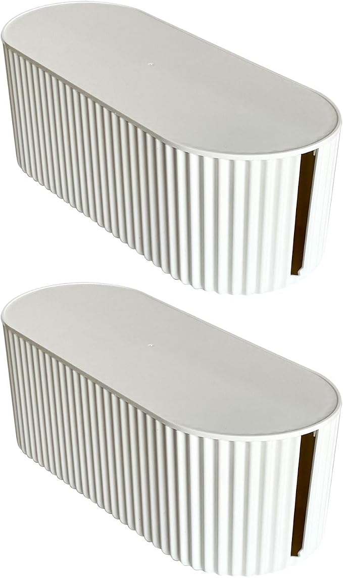 2 Pack White Cable Management Box, Plastic Cord Organizer Box Under Desk by NINEWEEN