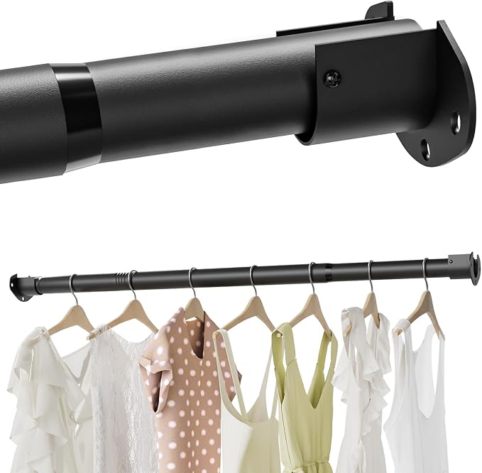 Closet Rods for Hanging Clothes, 16.5 to 60 Inches Adjustable Metal Closet Rod by MIUVIBENI