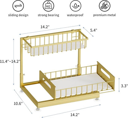 Under Sink Organizer Storage 2-Tier Premium Metal Pull-Out Racks, Height - Image 6