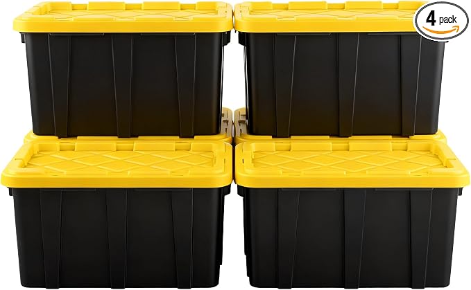 4-Pack Industrial Tote, Plastic Storage Container Bins by Unknown