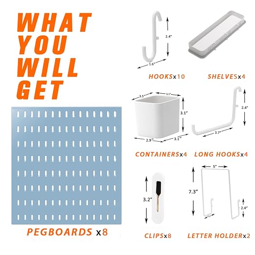 Pegboard Combination Kit, 8 Peg Boards and 30 Accessories Modular Hanging Black - Image 4