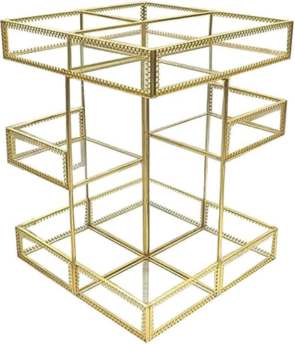 4-Tier Golden 360 Degree Rotation Cosmetic Organizer -Premium Spinning Perfume - Image 2