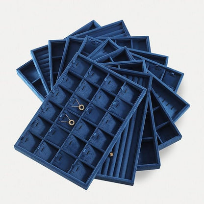 Velvet Stackable Jewelry Display Tray, 24 Grid Earring Ring Storage Tray - Image 8