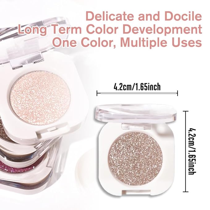 Light Nude Brown Single Glitter Eyeshadow Makeup, Neutral Powde Eye Shadow - Image 5