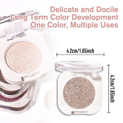 Light Nude Brown Single Glitter Eyeshadow Makeup, Neutral Powde Eye Shadow - Image 5