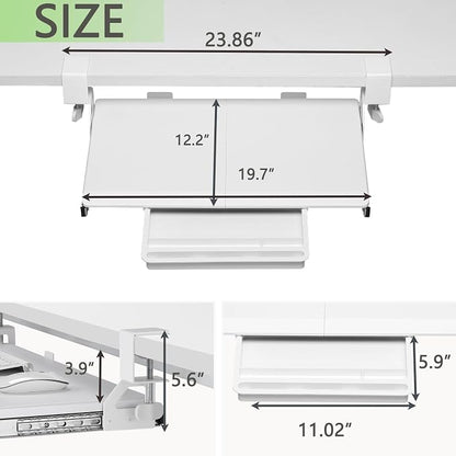 ETHU Keyboard Tray Under Desk, 19.7" X 12.2" Small Size C Clamp Keyboard Drawer - Image 4