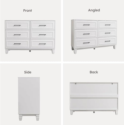 Farmhouse 6 Drawers Dresser for Bedroom, Modern Wide Chest Dressers for Clothes - Image 7