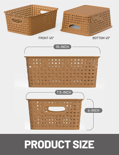 WYT 6-Pack Plastic Small Shelf Storage Weave Baskets Organizing - Image 2