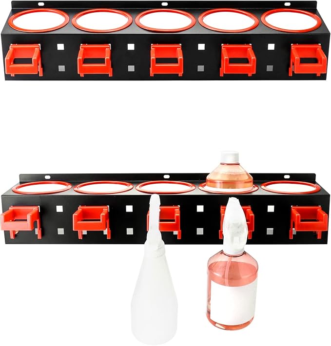 QWORK Wall-mounted Spray Bottle Holder, 2 Pack Aerosol Can Rack Organizer - Image 2
