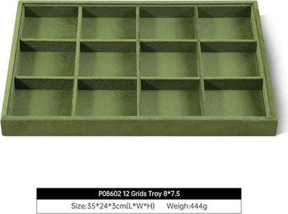 Velvet Stackable Jewelry Display Tray, 12 Grid Watch Bangle Bracelet Storage - Image 2