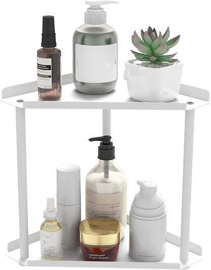 2 Tier Bathroom Counter Organizer, Vanity Organizer Corner Shelf, Makeup by Jesginboo