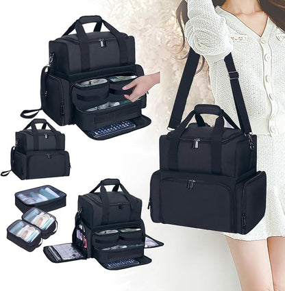 Large Makeup Cosmetic Bag with 3 Removable Case and 2 Removable Dividers Double - Image 8