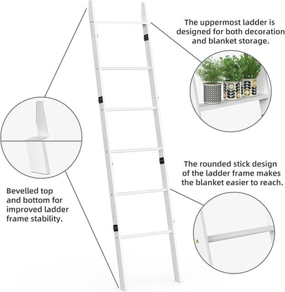 BAMBANG 6-Tier Blanket Ladder for Living Room, Blanket Quilt Ladder Rack Rustic - Image 4