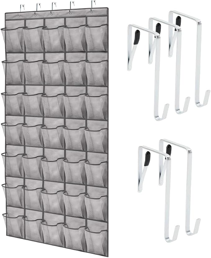 GORILLA GRIP Over the Door Shoe Organizer, 35 Large Breathable Mesh Pockets by GorillaGrip