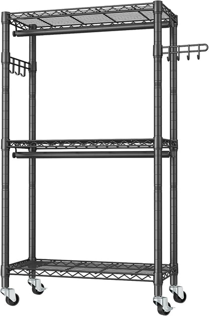 Heavy Duty Clothes Rack Rolling Garment Rack, 3 Tier Adjustable Wire Shelving - Image 9