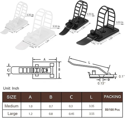50Pcs Adjustable Adhesive Cable Management Clips, Nylon Cable Strap Ties Wire - Image 7